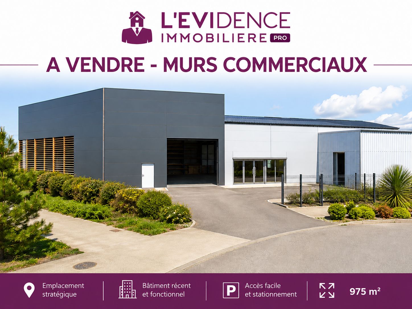 A vendre local d'activités de 975m2, en emplacement n°1 à Pornichet.
