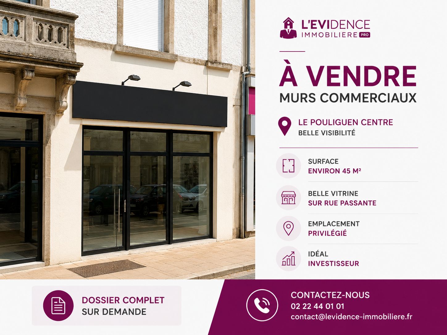A vendre murs commerciaux de 89m2 au Pouliguen