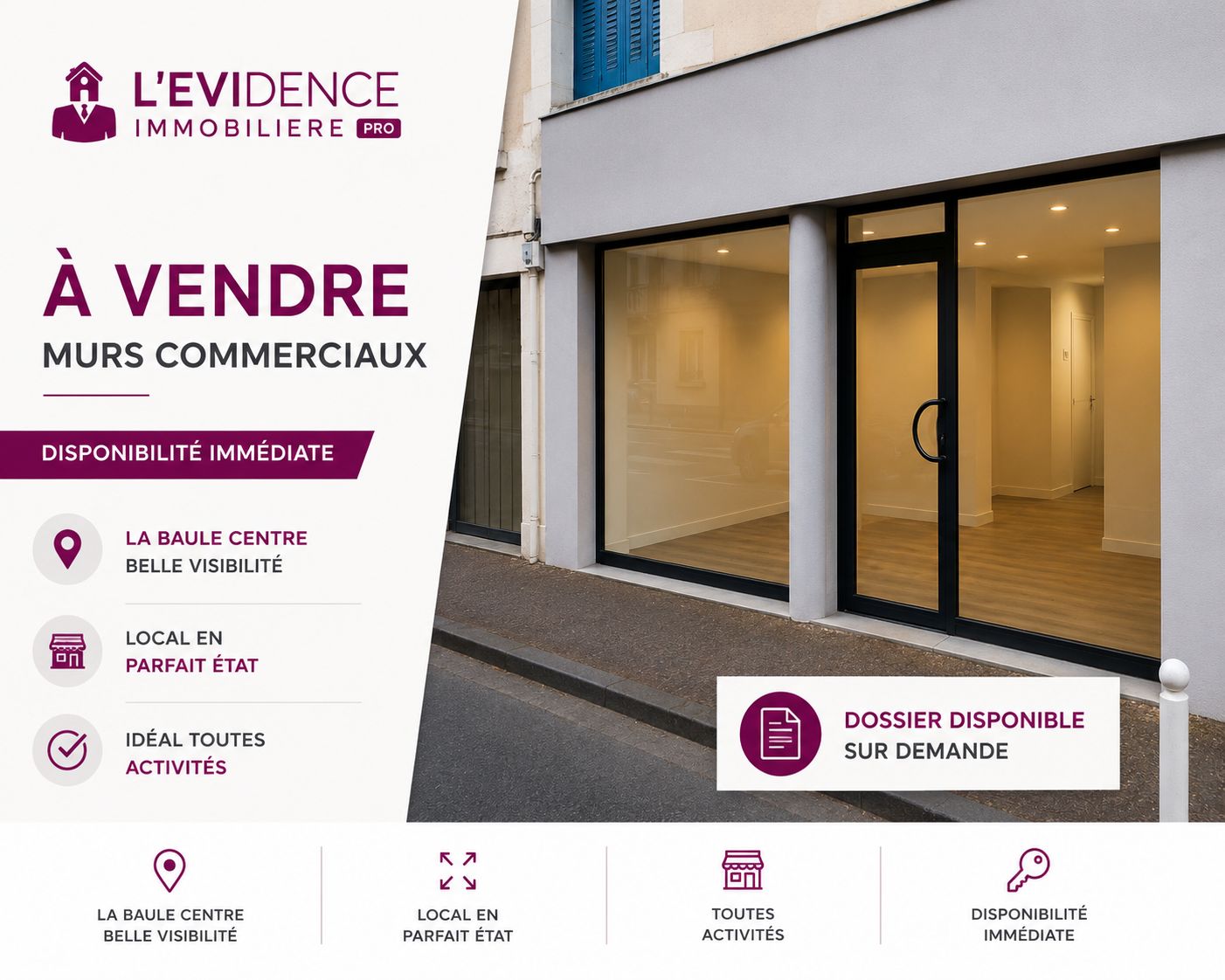 A vendre murs commerciaux en emplacement n°1 à La Baule
