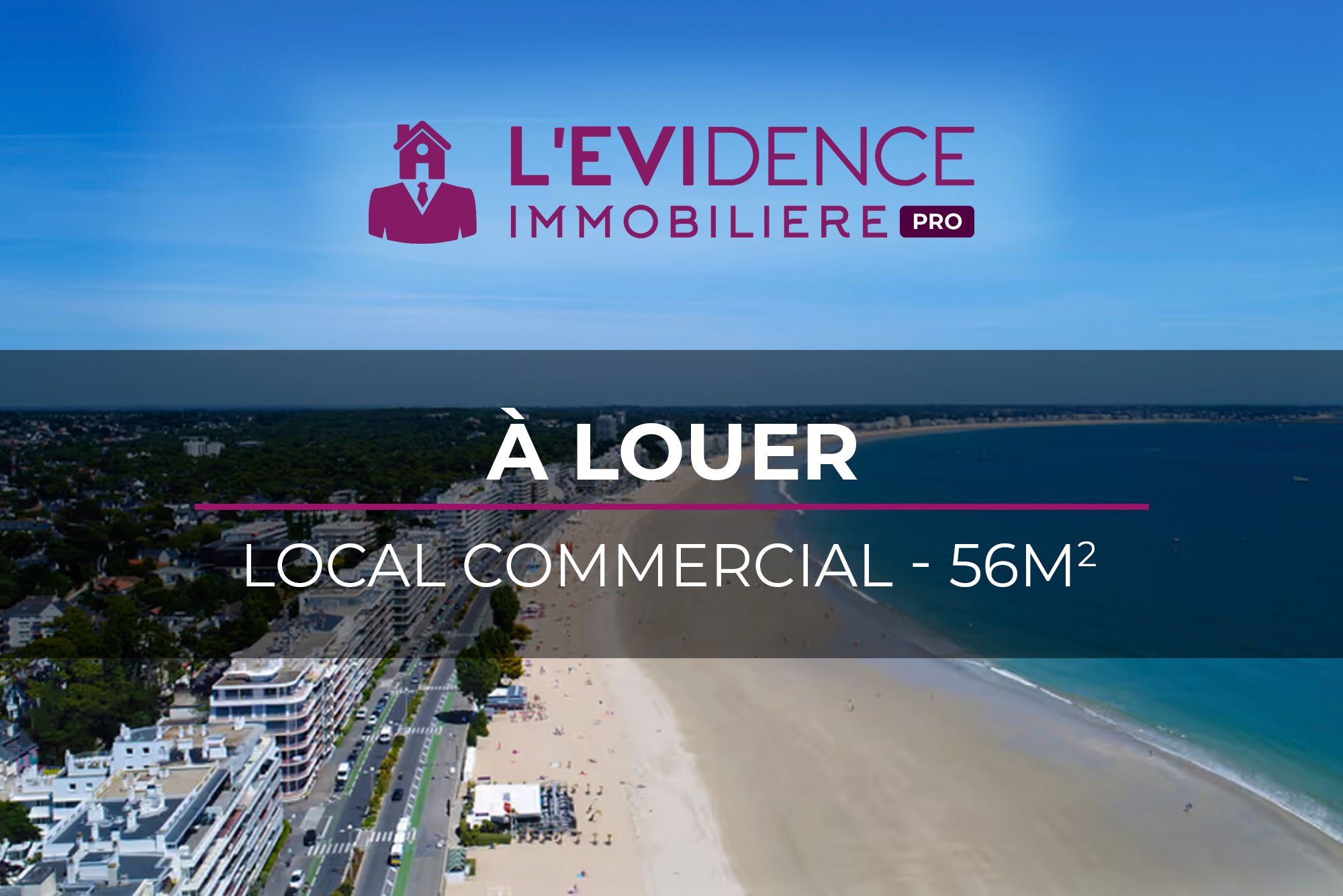 A louer, en location pure, local commercial de 56m2 à La Baule.